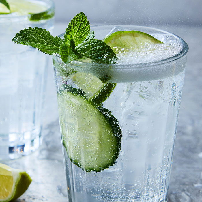 Chilled summer drinks displayed outdoors