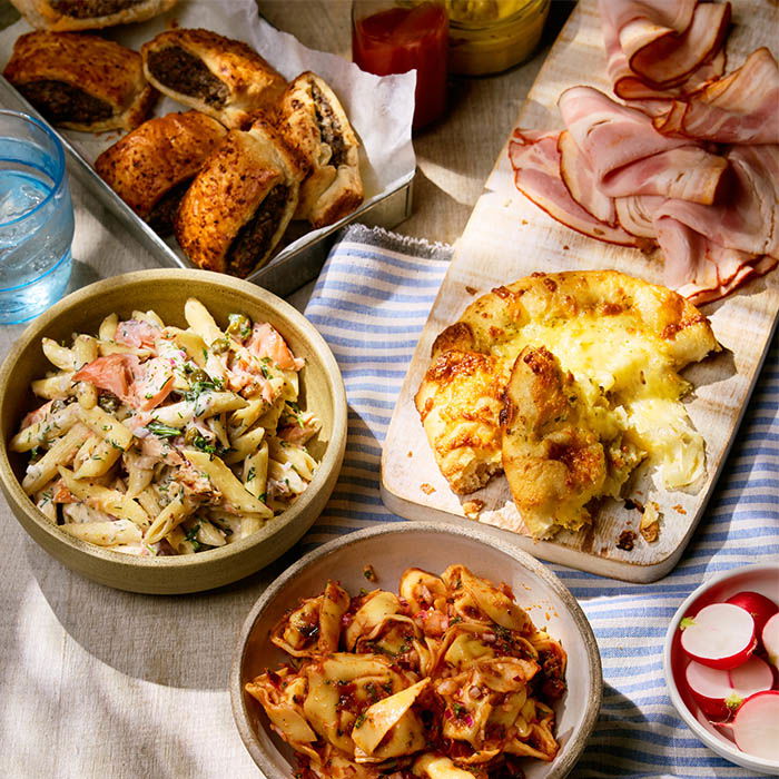 Picnic setup with food and drinks for summer
