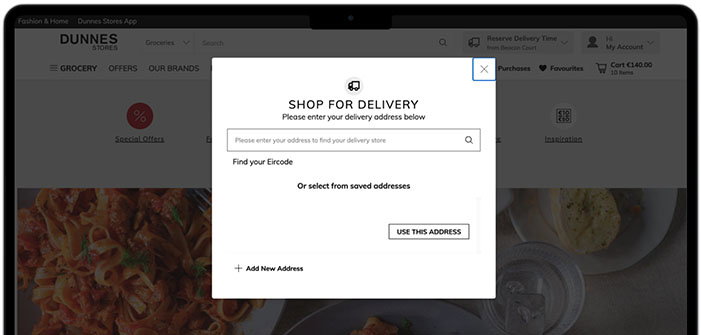 For flower delivery, enter the recipient&rsquo;s address. You can either type the address or Eircode into the search bar, select a previously saved address, or click &lsquo;Add New Address&rsquo; for a new recipient.