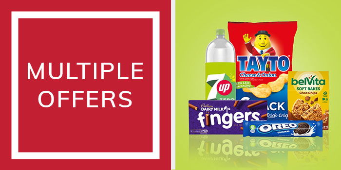 Bottle of Coke, Mi Wadi, can of Pringles, Kelloggs Rice Krispies and classic Magnums on a bright green background