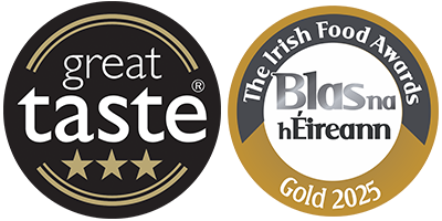 Great Taste Award logo and Blas na hEireann award logo