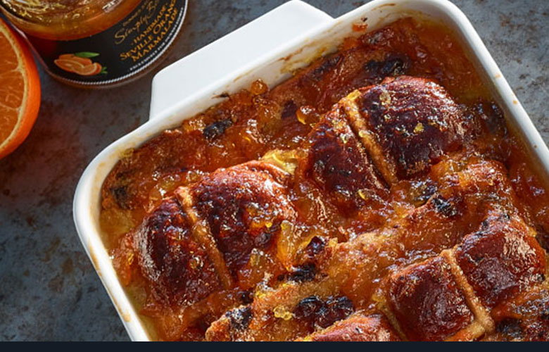 Chocolate & Orange Hot Cross Bun Pudding