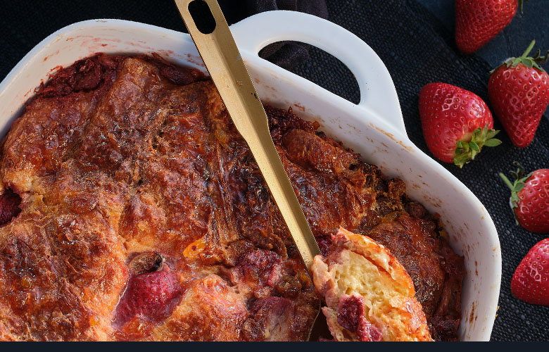 Strawberry & Lemon Croissant Pudding