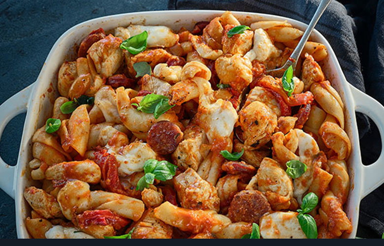 Chicken & Chorizo Pasta Bake